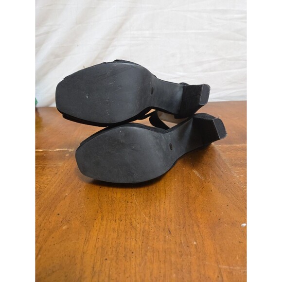 Michael Michael Kors Black Suede Heels Pumps Size 8.5 Peep Toe Platform Shoes - Picture 8 of 8